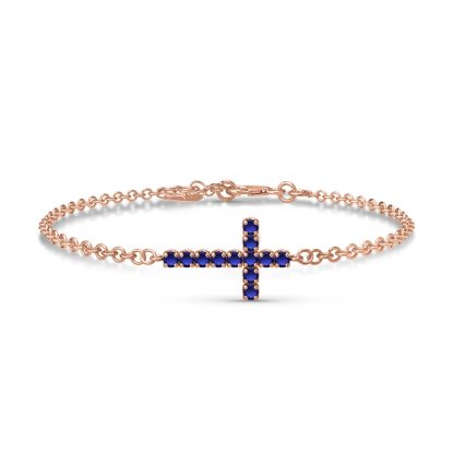 Sapphire Minerva Contemporary Cross Bracelet in 9ct Rose Gold