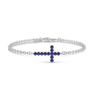 Sapphire Minerva Contemporary Cross Bracelet in 9ct White Gold