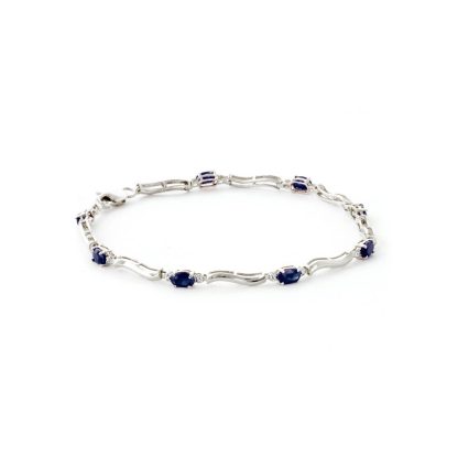 Sapphire & Diamond Bryony Wave Tennis Bracelet in 9ct White Gold