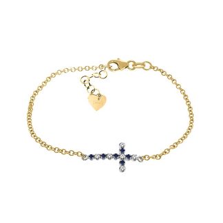 Sapphire & Diamond Minerva Contemporary Cross Bracelet in 9ct Gold