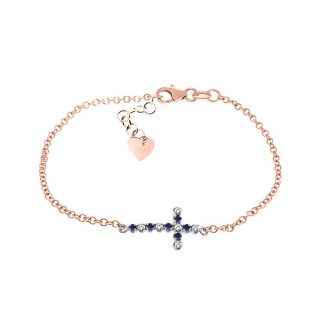 Sapphire & Diamond Minerva Contemporary Cross Bracelet in 9ct Rose Gold