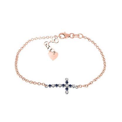 Sapphire & Diamond Minerva Contemporary Cross Bracelet in 9ct Rose Gold