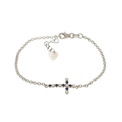 Sapphire & Diamond Minerva Contemporary Cross Bracelet in 9ct White Gold