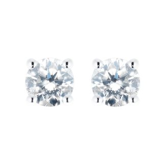 Silver April Cubic Zirconia 4mm Stud Earrings