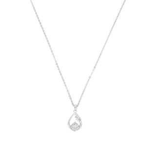 Silver Cubic Zirconia Pear Cut Pendant Necklace