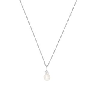 Silver Cultured Pearl Pendant Necklace