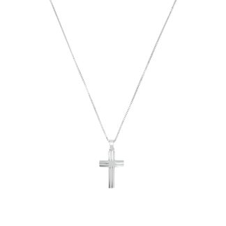 Silver Textured Cross Pendant Necklace