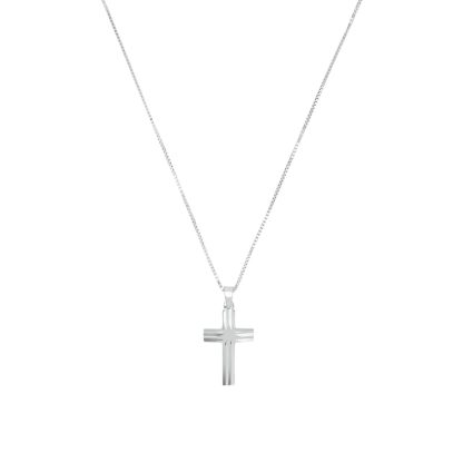 Silver Textured Cross Pendant Necklace