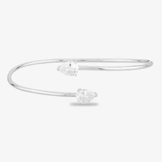 Starbright Silver Pear-Cut Cubic Zirconia Open Bangle BA699 3A