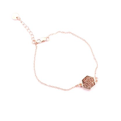 Sunset Sparkles Hexagon Bracelet/18k Rose Gold & Rose Titanium Druzy