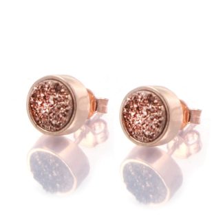 Sunset Sparkles Statement Earrings/18K Rose Gold & Rose Titanium Druzy