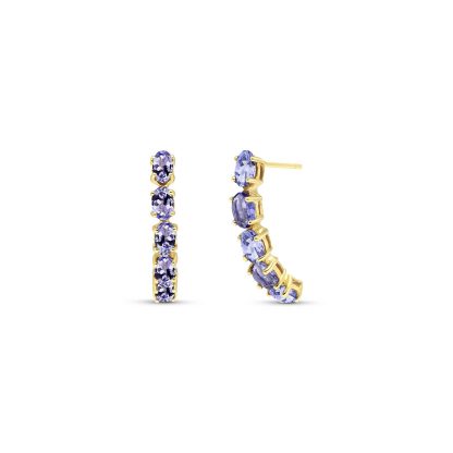 Tanzanite Delia Stud Drop Earrings in 9ct Gold