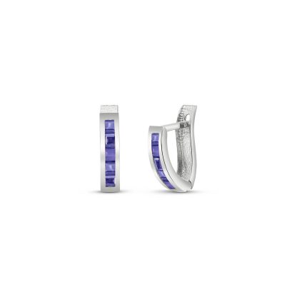 Tanzanite Farrah Mosaic Huggie Earrings in 9ct White Gold