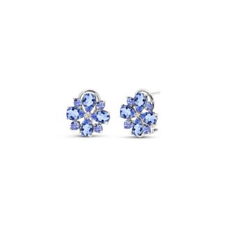 Tanzanite Nora Sunflower Stud Earrings in 9ct White Gold