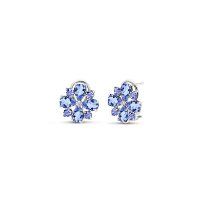 Tanzanite Nora Sunflower Stud Earrings in 9ct White Gold