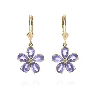 Tanzanite & Diamond Annabella Blooming Drop Earrings in 9ct Gold