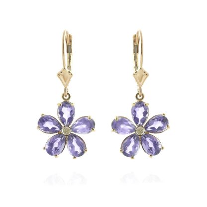 Tanzanite & Diamond Annabella Blooming Drop Earrings in 9ct Gold