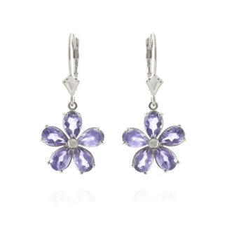 Tanzanite & Diamond Annabella Blooming Drop Earrings in 9ct White Gold