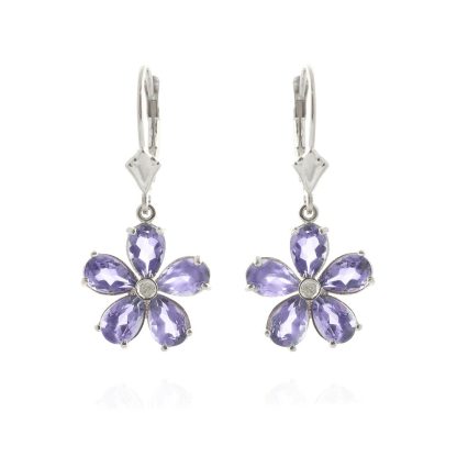 Tanzanite & Diamond Annabella Blooming Drop Earrings in 9ct White Gold