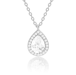 Teardrop Cocktail Necklace/18K White Gold & Premium Cubic Zirconia