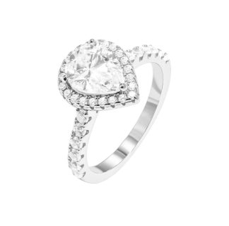 Teardrop Cocktail Ring/18K White Gold & Premium Cubic Zirconia