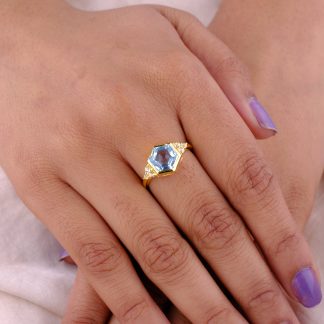 The Venus Ring/18k Yellow Gold Vermeil Blue Topaz & White Topaz