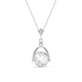 White Topaz Adele Dimensional Pendant Necklace in 9ct White Gold