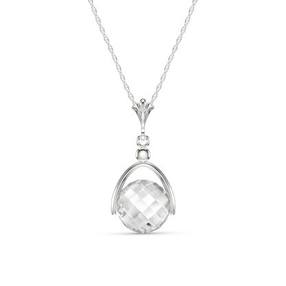 White Topaz Adele Dimensional Pendant Necklace in 9ct White Gold