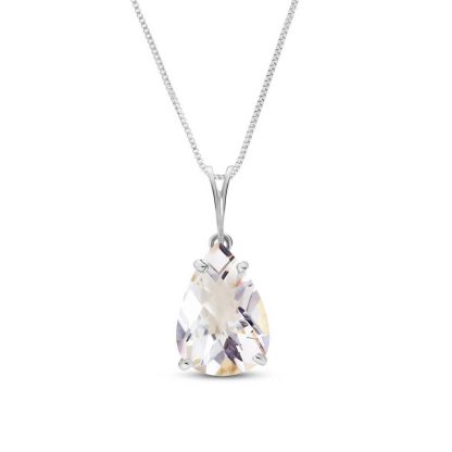 White Topaz Alanna Classic Pendant Necklace in 9ct White Gold