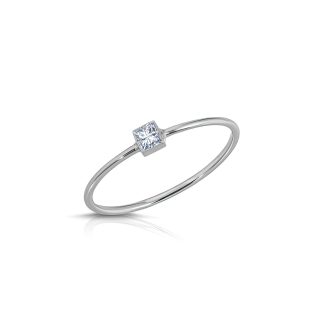 White Topaz Azalea Minimalist Ring in 9ct White Gold