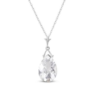 White Topaz Madrid Drop Pendant Necklace in 9ct White Gold