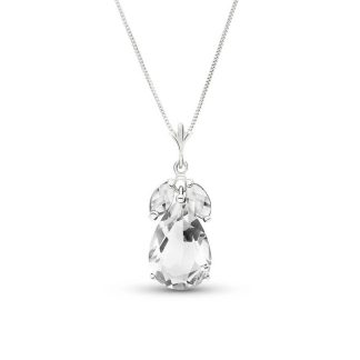 White Topaz Milan Petal Drop Pendant Necklace in 9ct White Gold