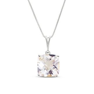 White Topaz Riley Rococo Minimalist Pendant Necklace in 9ct White Gold