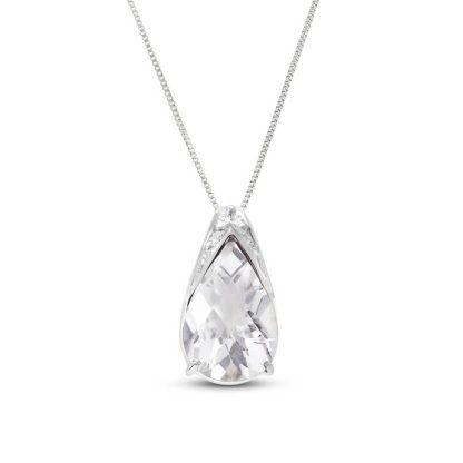 White Topaz Tamara Snowcap Pendant Necklace in 9ct White Gold