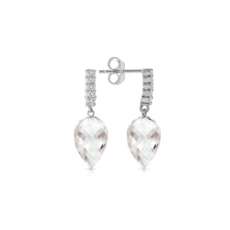 White Topaz & Diamond Avery Dimensional Stud Drop Earrings in 9ct White Gold