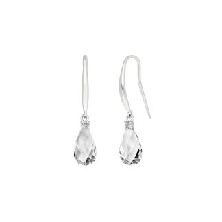 White Topaz & Diamond Dimensional Drop Earrings in 9ct White Gold