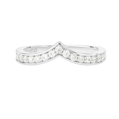 Wishbone Chevron Ring/18k White Gold & Premium Cubic Zirconia