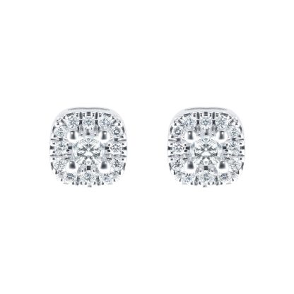 18ct White Gold 0.20ct Goldsmiths Brightest Diamond Princess Halo Stud Earrings