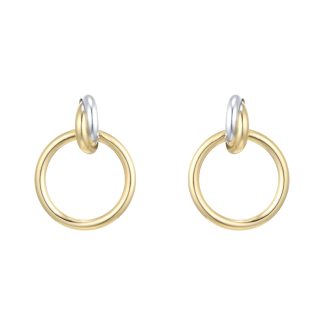 18ct White & Yellow Gold Circle Stud Earrings