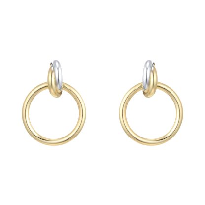 18ct White & Yellow Gold Circle Stud Earrings