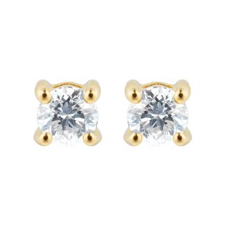 18ct Yellow Gold 0.25ct Goldsmiths Brightest Diamond 4 Claw Stud Earrings