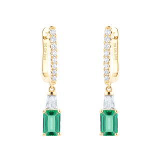 18ct Yellow Gold 0.33ct Diamond & Emerald Earrings