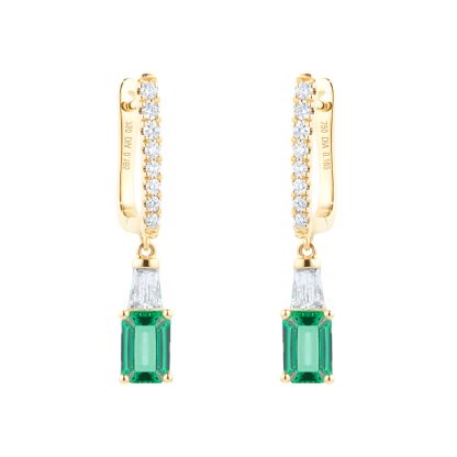 18ct Yellow Gold 0.33ct Diamond & Emerald Earrings