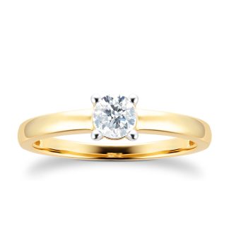 18ct Yellow Gold 0.40ct Solitaire Engagement Ring - Ring Size N