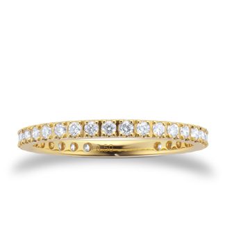 18ct Yellow Gold 0.50ct Diamond Pave Stack Eternity Ring - Ring Size M