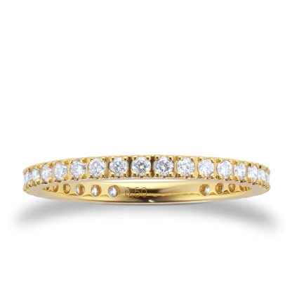 18ct Yellow Gold 0.50ct Diamond Pave Stack Eternity Ring - Ring Size M