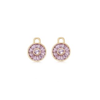 18ct Yellow Gold Lavender Amethyst Round Mosaic Detachable Drops