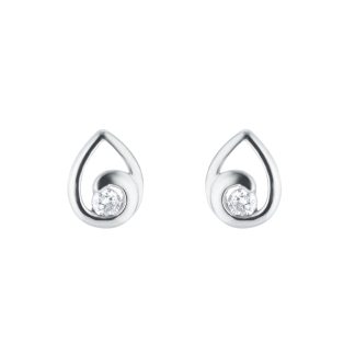 9ct White Gold 0.10cttw Diamond Pear Halo Stud Earrings