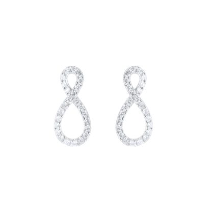 9ct White Gold 0.20cttw Diamond Infinity Stud Earrings