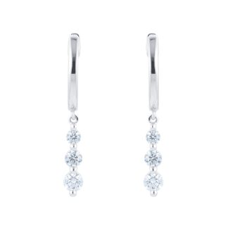 9ct White Gold 0.50cttw 3 Stone Stud Earrings